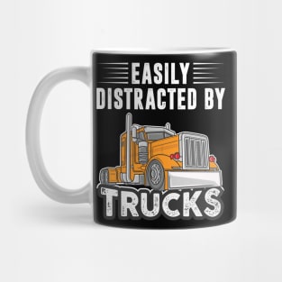 Easily Distracted By Trucks Shirt Funny Trucks Lover Boys Mug